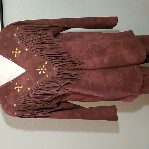 COPA CABANA Mauve Floral Tie Dye Outfit. Fringe Top and Pants. Sz M. VGUC - Picture 5 of 17